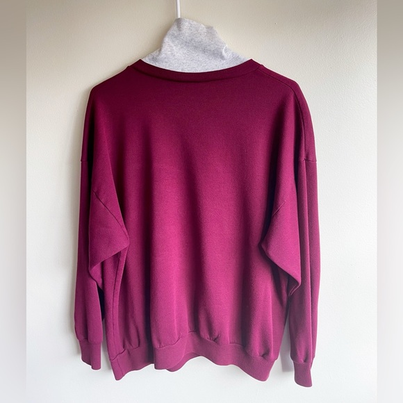 Vintage 90s Burgundy Yarn Kit Kitty Cat A Bit Unraveled Sweatshirt Phoebe Buffay - Picture 5 of 7